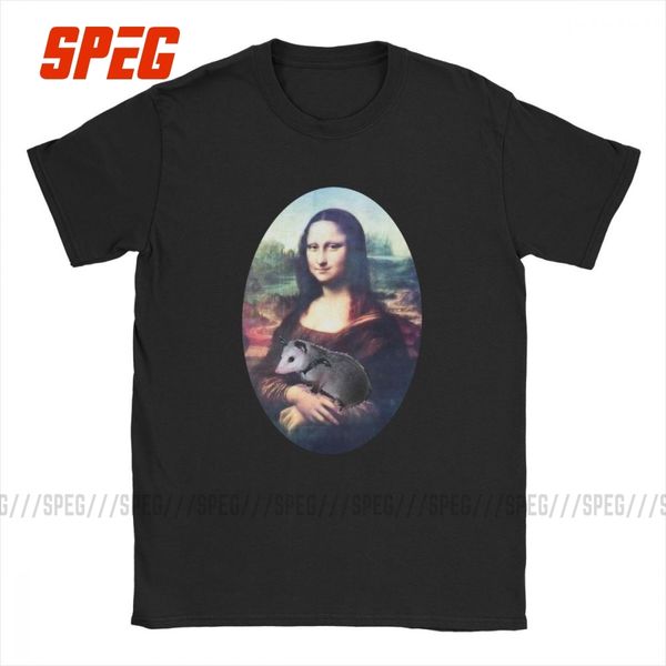 

men t-shirts mona lisa possum leisure cotton tees short sleeve deleas opossum marsupial t shirt round neck plus size