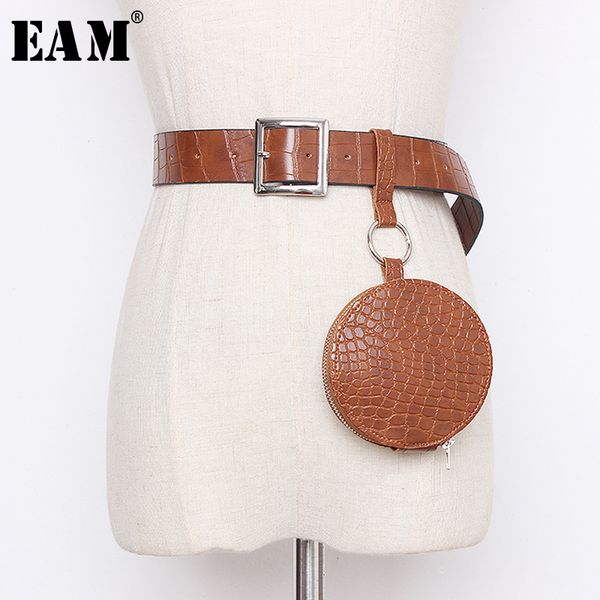 

eam] pu leather black mini-bag split joint long wide belt personality women new fashion tide all-match spring 2020 1t400, Black;brown