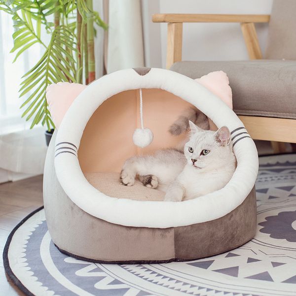 

foldable cat pet bed for small medium pet dog soft nest kennel kitten bed house sleeping bag pets winter warm cozy house cave