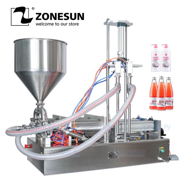 

zonesun zs-gtd2 paste filling machine double diving nozzles water cream shampoo moisturizer lotion cosmetic oil honey stick