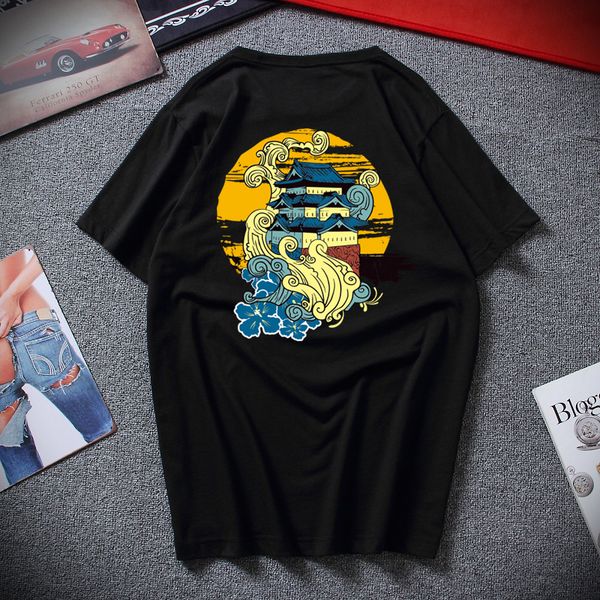 

2019 new camisetas hombre streetwear t shirt hip hop t-shirt japanese sumo harajuku summer cotton shirt print front and back