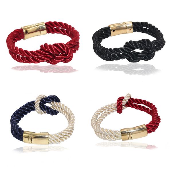 

fashion new handwork weave cross rope charm trendy bracelets for women golden magnet buckle bracelet pulseras fashion jewelry, Golden;silver