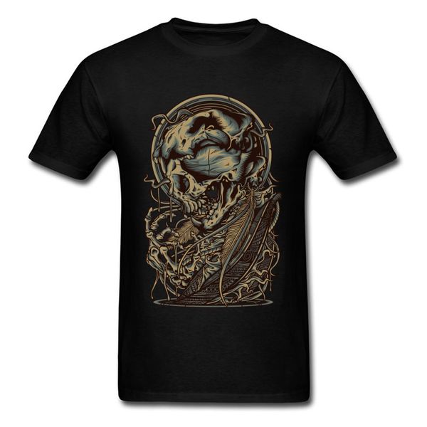 

black design short sleeve discount t shirts for men o-neck 100% cotton shirts geek t-shirt curse skull rock tshirts custom
