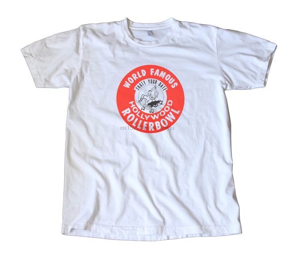 

vintage hollywood rollerbowl decal t-shirt - california roller skating retro fashion style men tee100% cotton classic tee