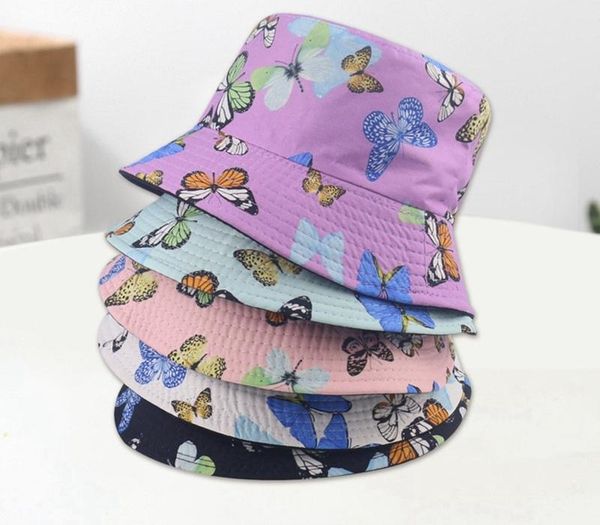 

new fashion women ladies butterfly embroidered fisherman hat simple visor caps outdoor casual sun hat bucket hats, Blue;gray