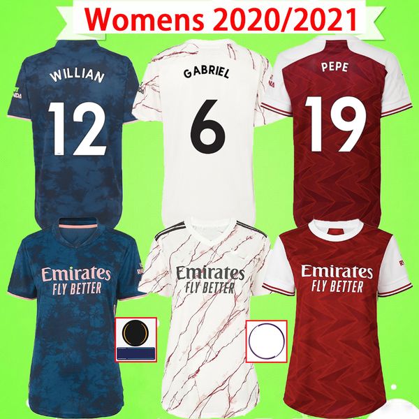 

women arsen soccer jersey 20 21 pepe saka willian nicolas ceballos guendouzi sokratis tierney 2020 2021 lidies girls football shirt, Black;yellow
