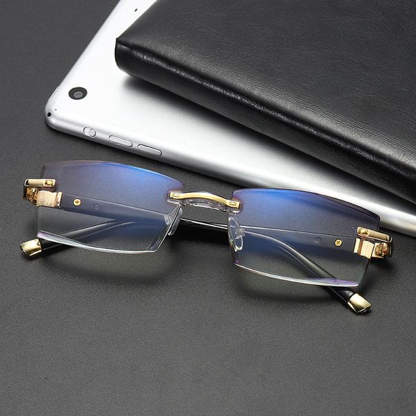 

rimless square mens reading glasses business retro readers metal 1.5 2.0 3.5 4.0, White;black