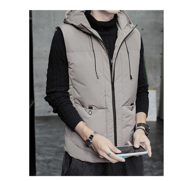 

new arrival mens vest jacket fashion winter men thick keep warm down vest coat casual sleeveless jackets with hooded, Black;white