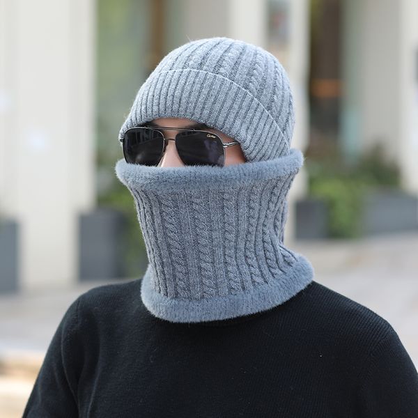 

gj3109 fashion knitted winter hats for men thick and warm men winter hat black autumn beanie hat wool ski hats beanies bonne, Blue;gray