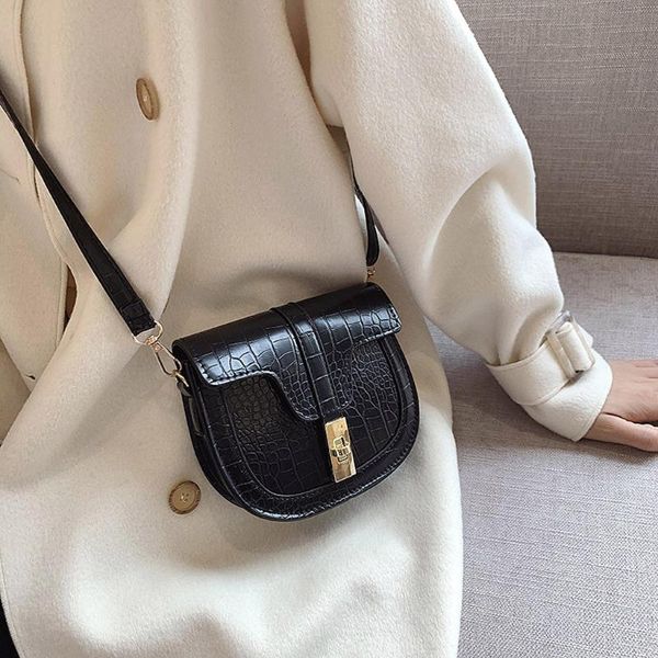 

luxury crocodile pattern crossbody bags for women messenger bag solid color turn lock bag shoulder messenger bag#s