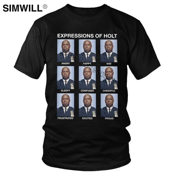 

classic fashion brooklyn nine nine t shirt men short sleeves expressions of captain holt t-shirt brooklyn 99 tv tee merchandise