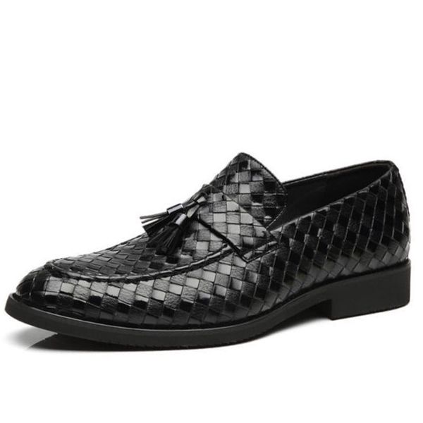 

new fashion men tassel loafers shoes leather italian formal dress office footwear oxford shoes for men, Black