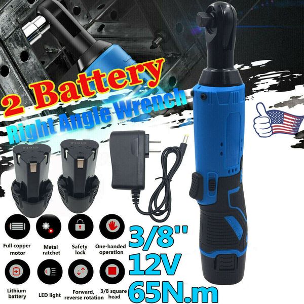 

3/8" 65n.m 12v электрический cordless ratchet угловой гайковерт +2 батарея сша