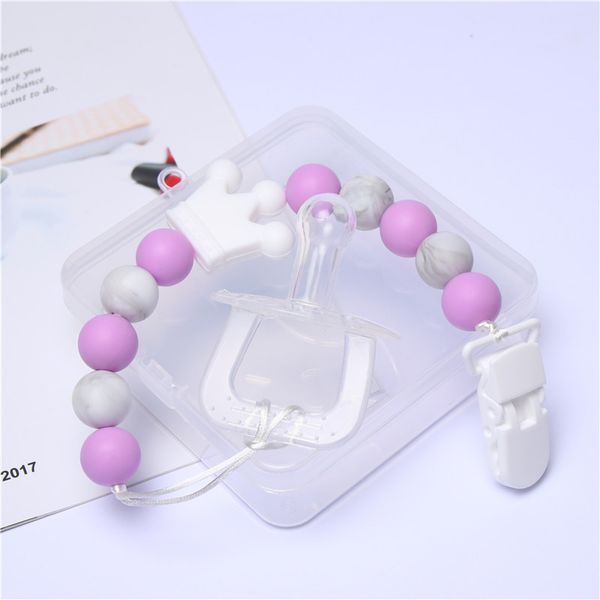 

silicone beads star cat crown pendant pacifier chain + nipple chew baby teether toy nipple holder baby personalize pacifier clip