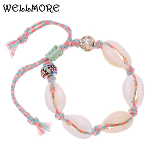 

wellmore new handmade bohemia shell bracelets bracelets for women lace-up beads women jewelry wholesale, Golden;silver