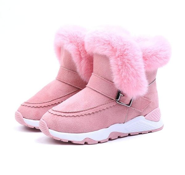 

children winter snow boots for girls boys baby fashion casual non-slip kids thicker leather sport shoes, Black;grey
