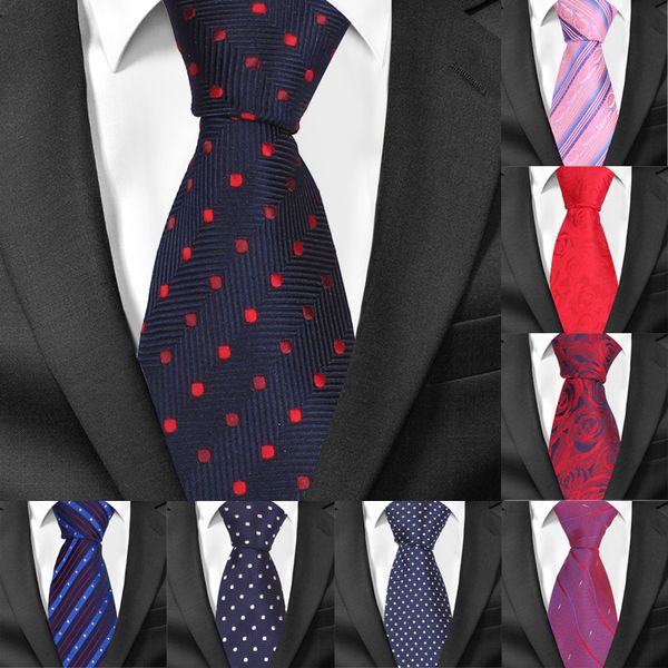 

classic neck ties for men casual polyester woven suits tie gravatas mens neckties for business wedding 8cm width men ties, Blue;purple