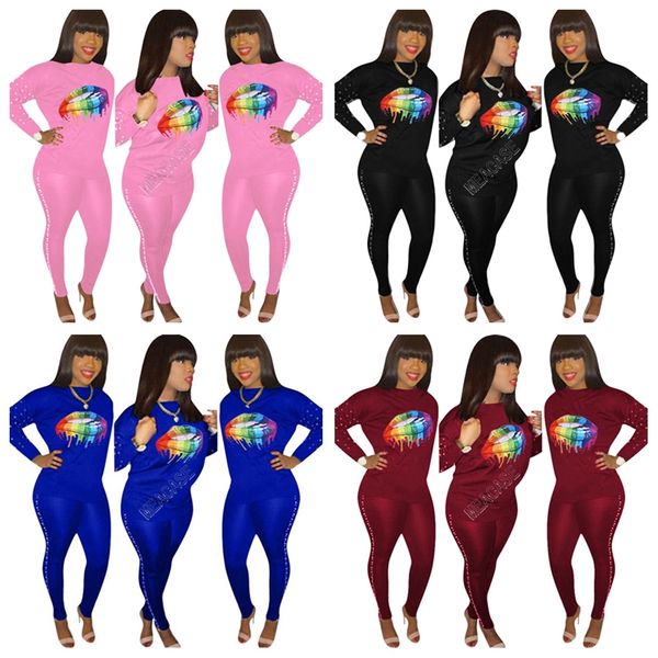 

радужные губы женщина одежда моды костюмы осень зима пуловеры толстовка толстовка брюки outfit брюки sweatsuit свитер костюм d91609, Gray