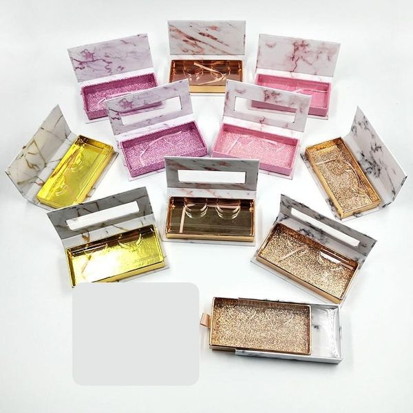 

oblong marbling cosmetic box eyelash packing containers plastic mat silk ribbons boxes packaging empty storage gift 3 7yed c2