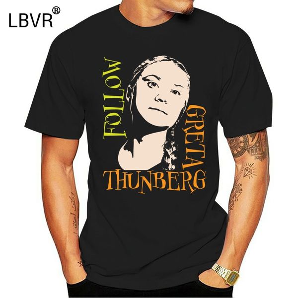 

follow greta thunberg swedish climate change activist t-shirt black men-women fitness tee shirt