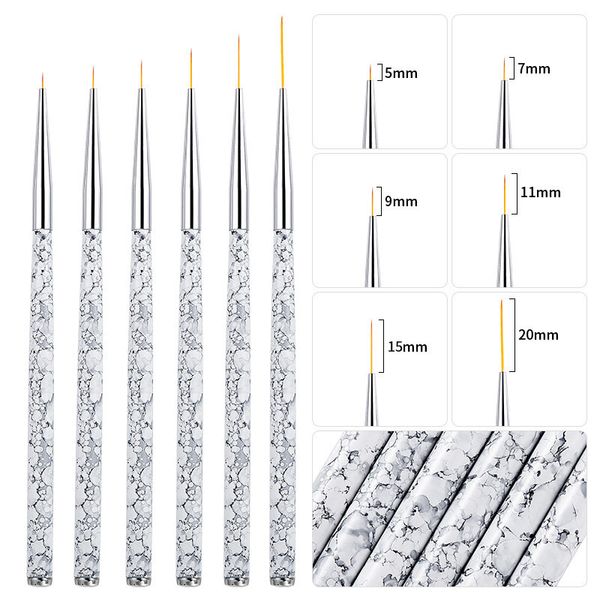 

3pcs nail art brush drawing painting flower liner pen marble pattern handle uv gel polish manicure tools set, Yellow