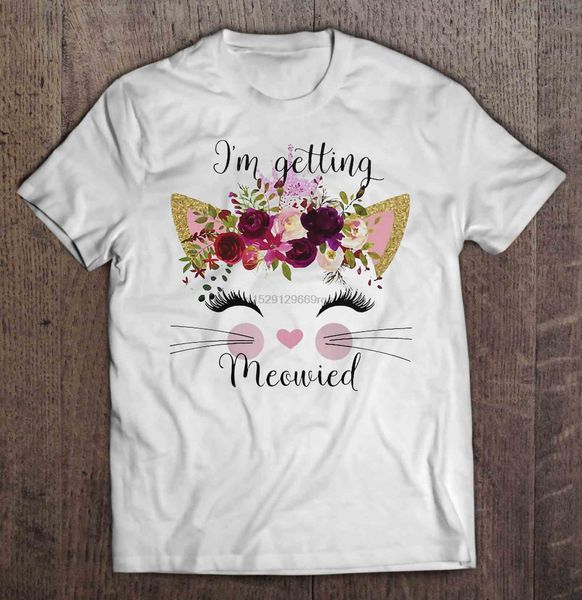 

мужчины футболка я получение meowied cat невеста version2 женщины футболку