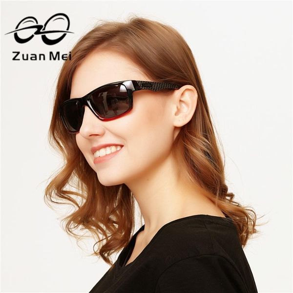 

2020 new zuan mei brand sunglasses men polarized carbon fiber color gradient sun glasses for women with original box 1792, White;black