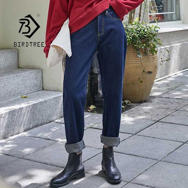 

autumn women vintage dark blue basic jeans loose high waist denim boyfriend harem pants spring casual pockets trouser b08606f