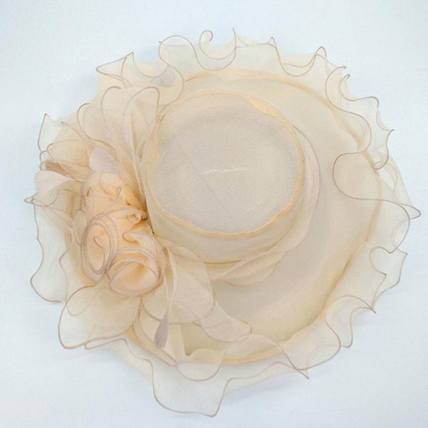 

women party sun hat large wide brim beach elegant formal fashion ultraviolet-proof wedding summer floral, Blue;gray
