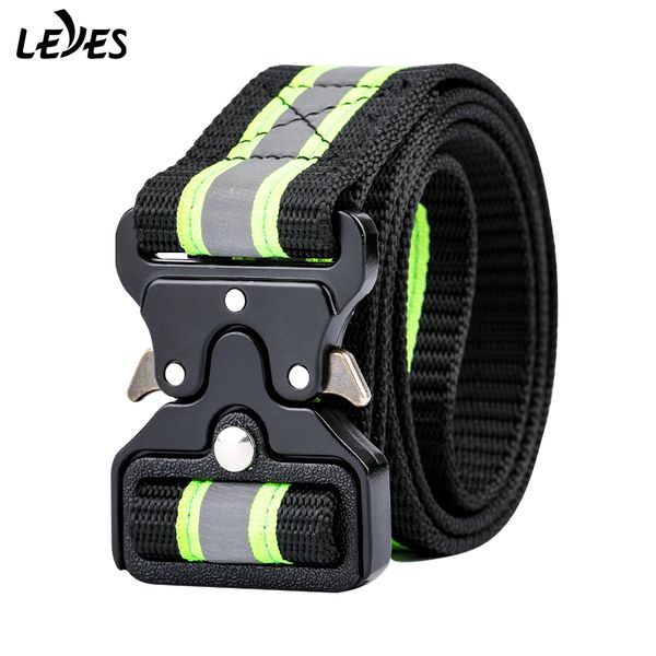 

tactical belt for men training waist webbing night reflective sports outdoor survival unique belts buckles fast, Black;brown