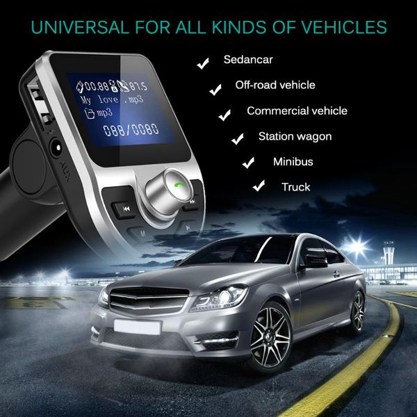 

car mp3 player bluetooth fm transmitter handscar kit 3.1a usb charger fm radio modulator support tf card u disk aux