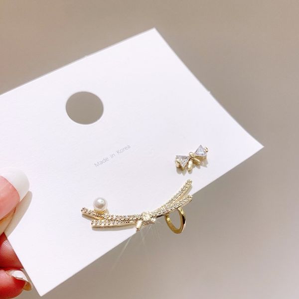 

бант простота серьги девушки великолепный уха клип новый корейский моды стиль девушки подарок блестящий crystal55, White