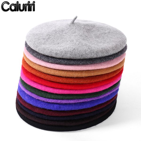 

stingy brim hats caluriri south korea autumn winter spring wool beret hat retro painter lady felt women girl cap, Blue;gray