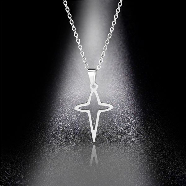 

2020 new stainless steel minimalist jewelry doji cross pendant necklace kpop choker party gift high quality, Silver