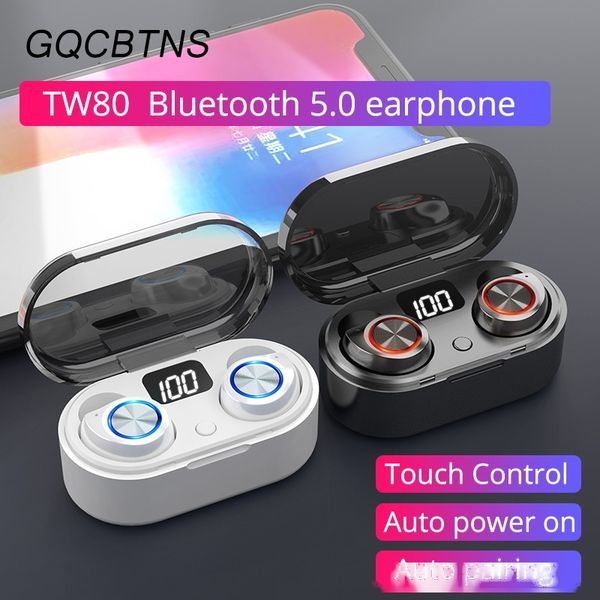 

wireless bluetooth earbuds rdht-tw80 tws bluetooth 5.0 smart touch control led display auto pairing wireless bluetooth headphones