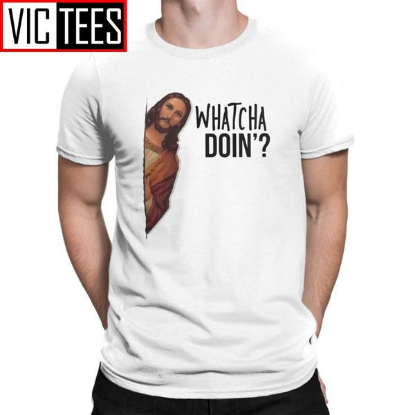 

jesus is watching meme t-shirts costume unique men's 100% cotton men t shirts round neck tee shirt funny new