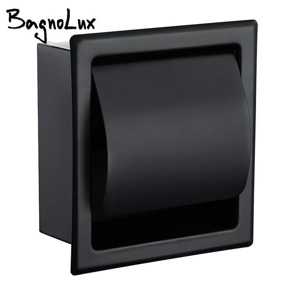 

paper holders modern wall mount matte black 304 stainless steel bathroom toilet paper holder wc roll paper tissue box 2248mb t200107