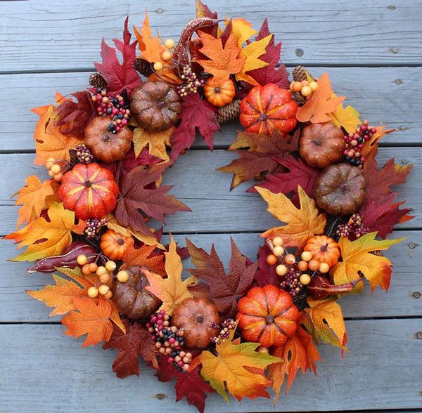 

halloween wreath 40cm autumn pumpkin berry wreath halloween window holiday wedding party christmas decoration