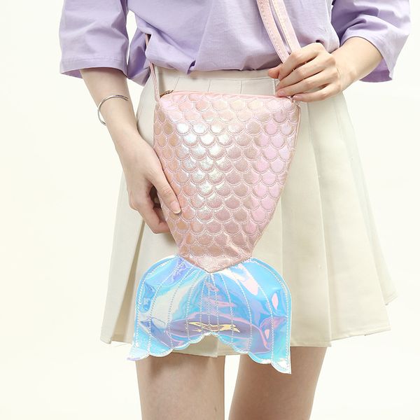 

2020 3 colors new fashion soft pu mermaid tail bag girls gift fish tail shoulder bag lady's messenger fishtail crossbody bags