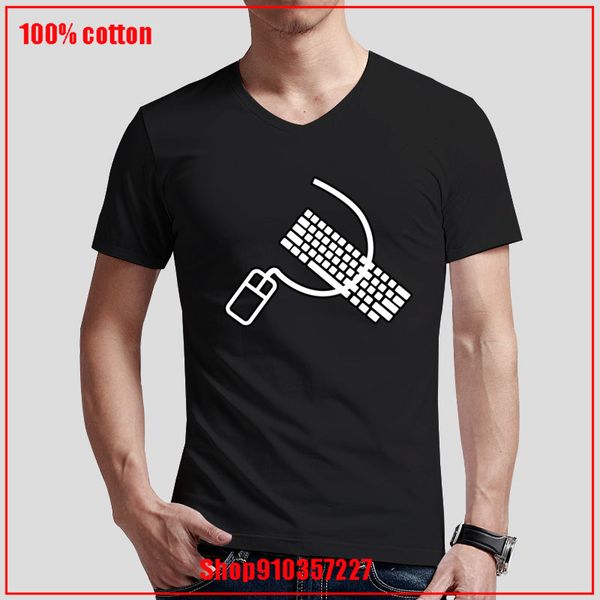 

sickle mouse and keyboard for communism tshirt v-neck men funny t shirt short sleeve tees homme tee for men 2020