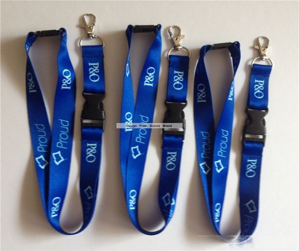

fashion neck id card holder detachable lanyard 15mm blue polyester lanyards with clasp hook & plastic detachable buckle
