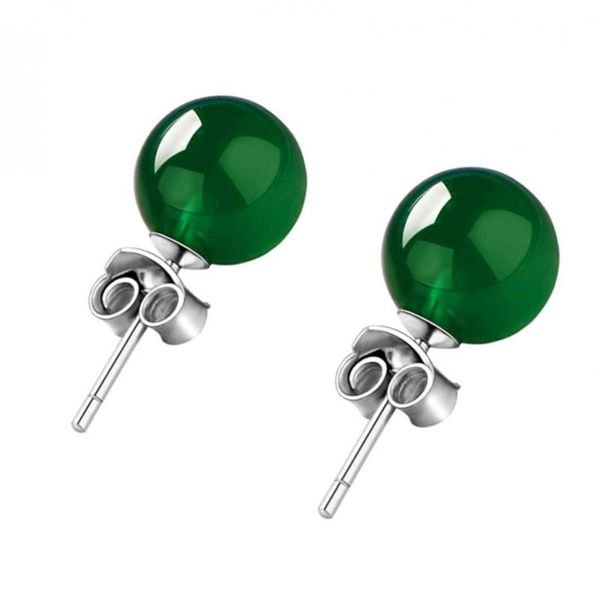 

1 pair jantr 925 sterling silver green agate fashion earring jewelry, Golden