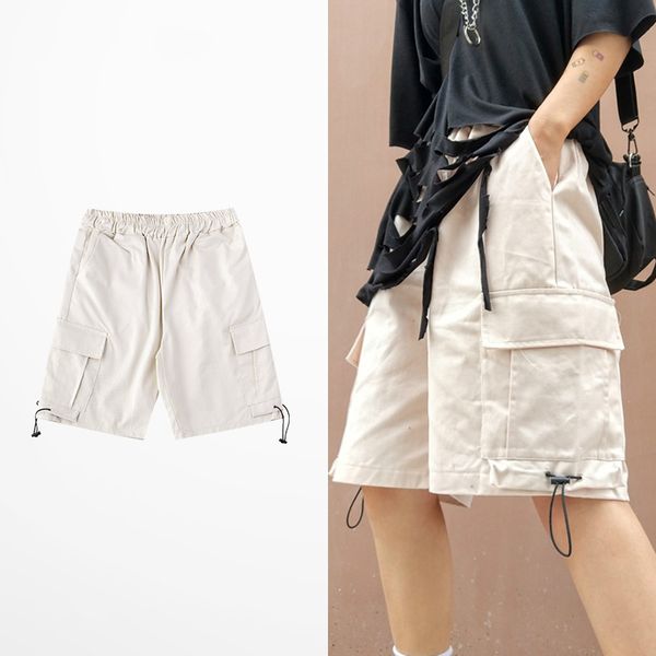 

new fashion hip hop pocket cargo shorts men high street tide brand short pants skateboard streetwear black white men's shorts, White;black