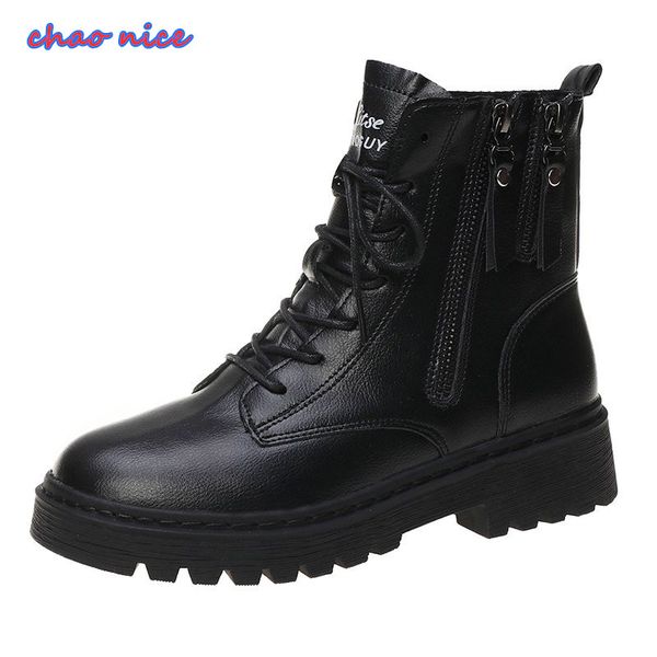 

boots autumn 2021 all-match small thick-soled motorcycle short increased in female british style women's, Black