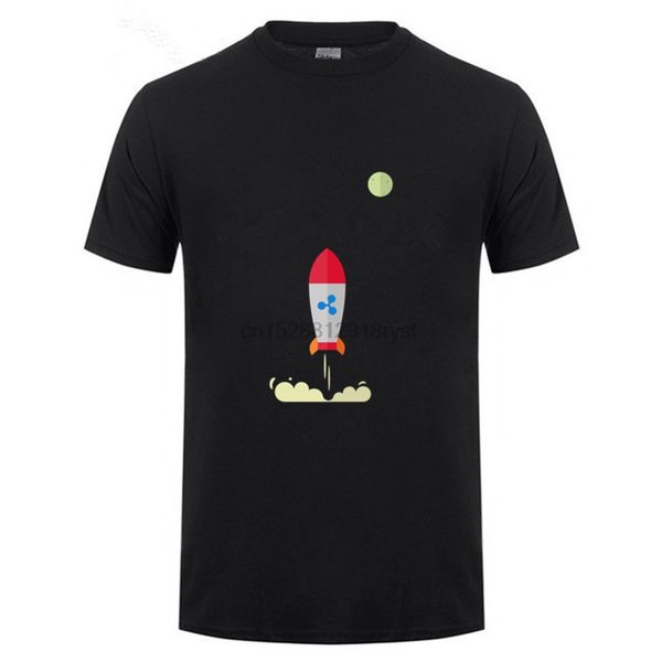 

2018 unique fashion ripple xrp rocket spaceship crypto currency t shirts men short sleeve o-neck loose shirt
