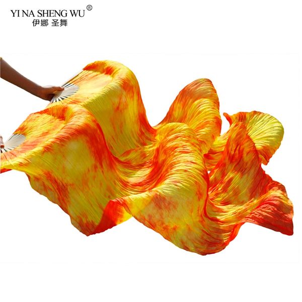 

stage wear 100% silk belly dance fan 1 pair (left+right) hand-dyed performance props multi-color gradient, Black;red