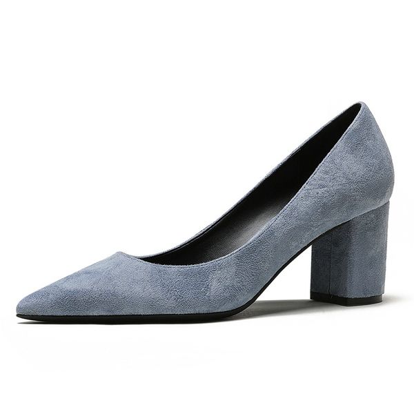 

dress shoes women pumps high heels woman spring autumn pointed toe ladies shoe suede leather office wedding female n0059, Black