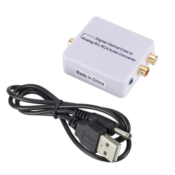 

digital fiber coaxial to left and right channel digital to analog 3.5mm audio analog converter white car