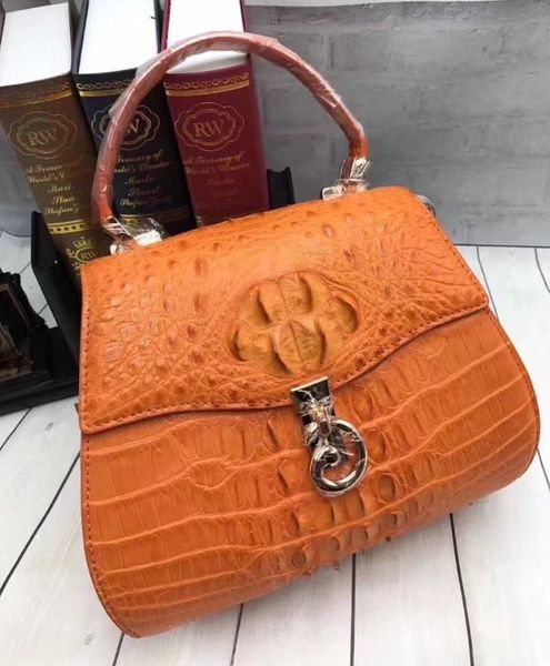 

экзотический real крокодиловой кожи женских chic кошелек из натуральной кожи аллигатора lady fancy оранжевой сумки женского crossbody сумка