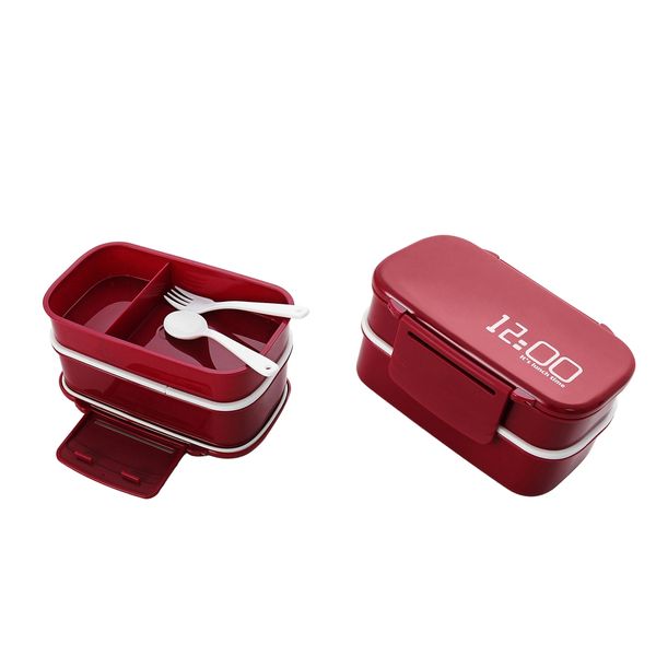 

2 pcs double layer plastic separate lunch box microwave bento container
